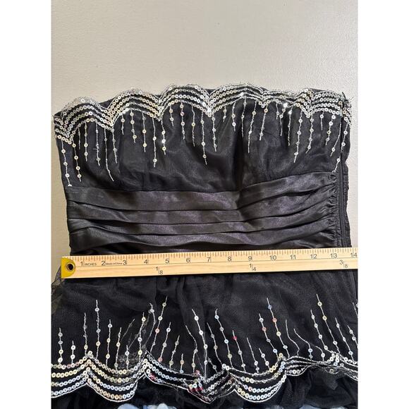 Masquerade 914163 Women's Size 9/10 Black Sequined Strapless Prom Evening Dress - Picture 7 of 10